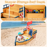 Barco Pirata de Madera Arenero para Niños Juego Exterior