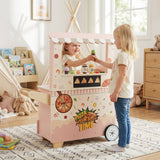 Camión de Comida de Pizza para Niños de Juguete de Madera con Horno - Rosa