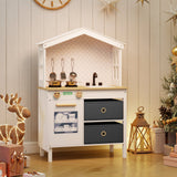 Kids Play Kitchen Children Toy Kitchen Playset with 2 Stoves and Rotation Knobs