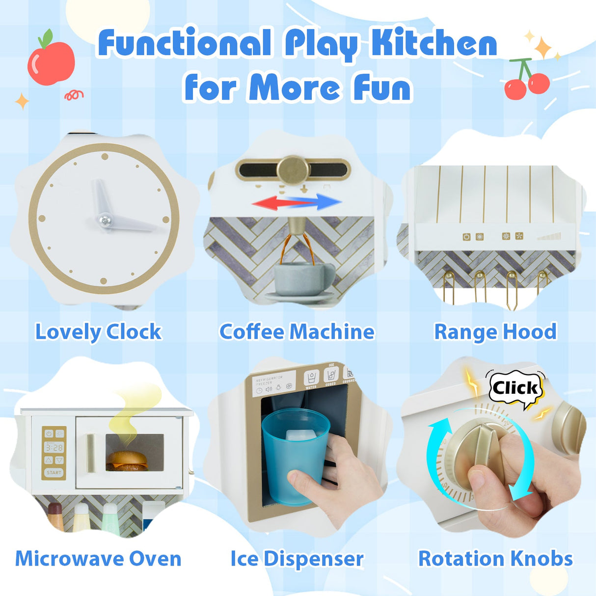 Cocina de juguete para niños con estufas y grifo para niñas y niños de 3 a 6 años