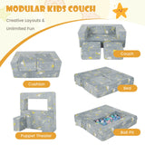 Sofá de juegos para niños con otomana y funda extraíble y lavable a máquina - Gris