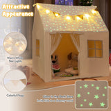 Tienda de juegos grande para niños con estrellas que brillan en la oscuridad y alfombra - Beige