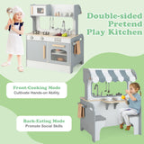 Cocina de juguete de doble cara para niños con cafetería de 2 asientos - Gris