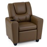 Kids Recliner Chair Push Back Toddler Reclining Armchair with Cup Holder