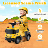 Kids Ride On Push Car Licensed SCANIA Truck Toy with Steering Wheel and Music