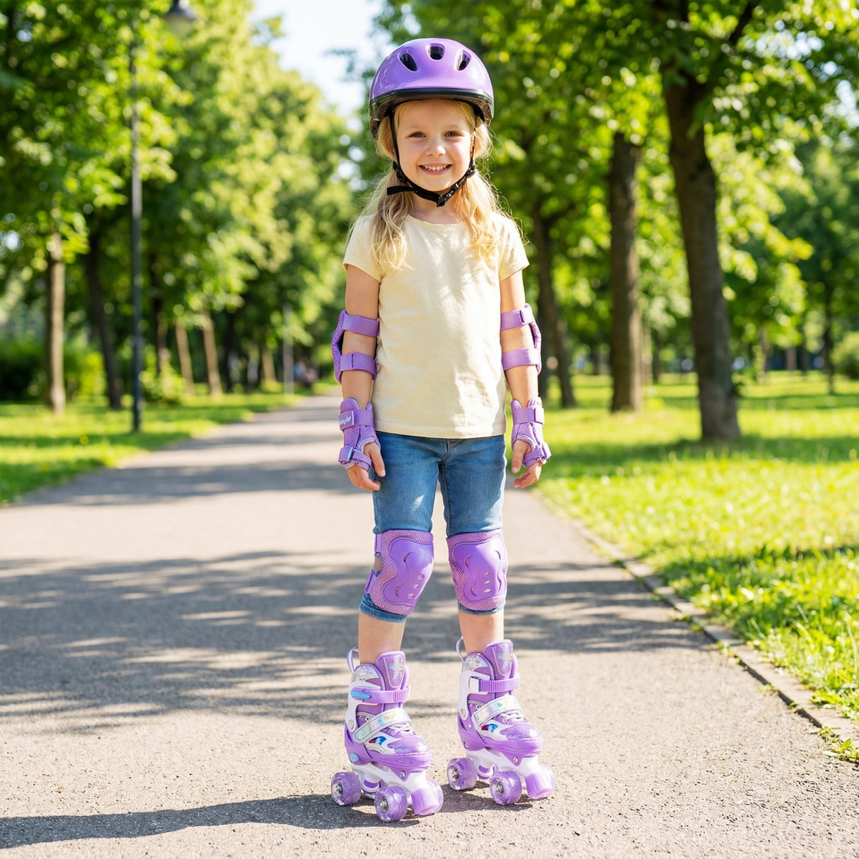 Patines para niños 4 tallas ajustables con ruedas luminosas para niños pequeños de 5 a 7 años (S)