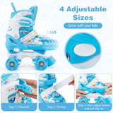 Patines para niños 4 tallas ajustables con ruedas luminosas para niños pequeños de 5 a 7 años (S)