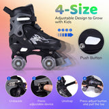 Patines de ruedas para niños y niñas, ajustables a 4 tallas, con ruedas luminosas