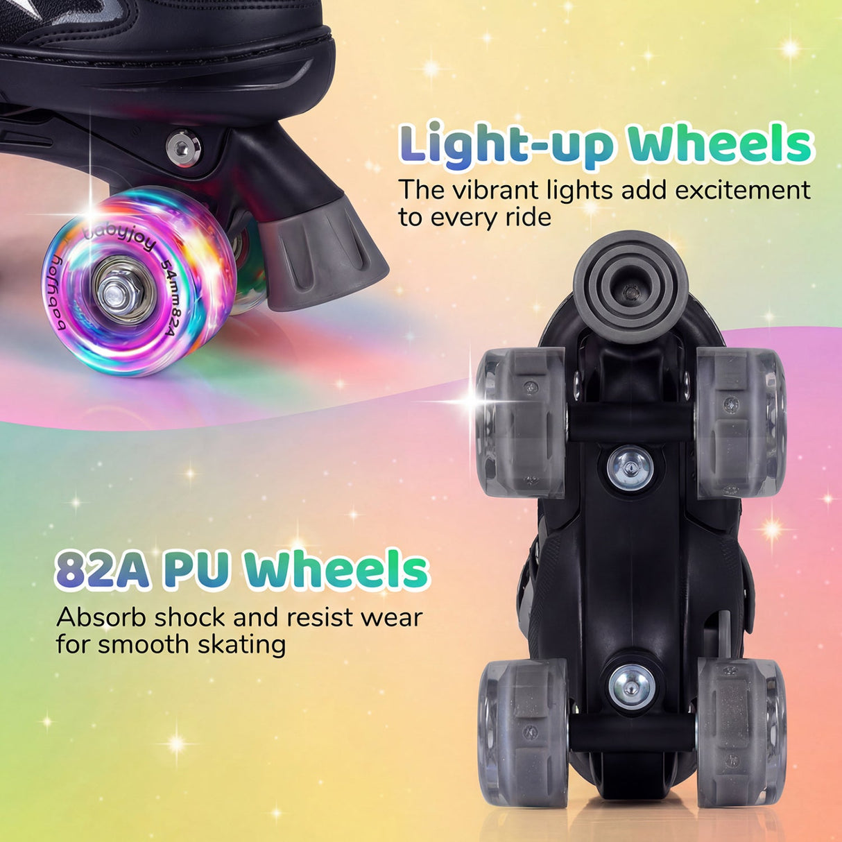 Patines de ruedas para niños y niñas, ajustables a 4 tallas, con ruedas luminosas