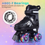 Patines de ruedas para niños y niñas, ajustables a 4 tallas, con ruedas luminosas