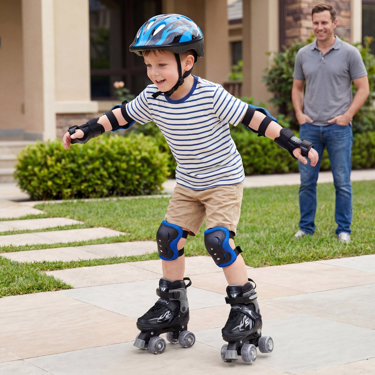 Patines de ruedas para niños y niñas, ajustables a 4 tallas, con ruedas luminosas