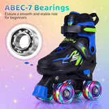 Patines de ruedas para niños y niñas, ajustables a 4 tallas, con ruedas luminosas