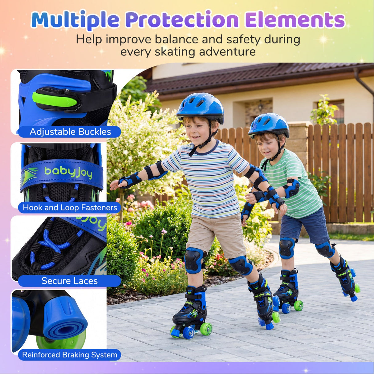 Patines de ruedas para niños y niñas, ajustables a 4 tallas, con ruedas luminosas