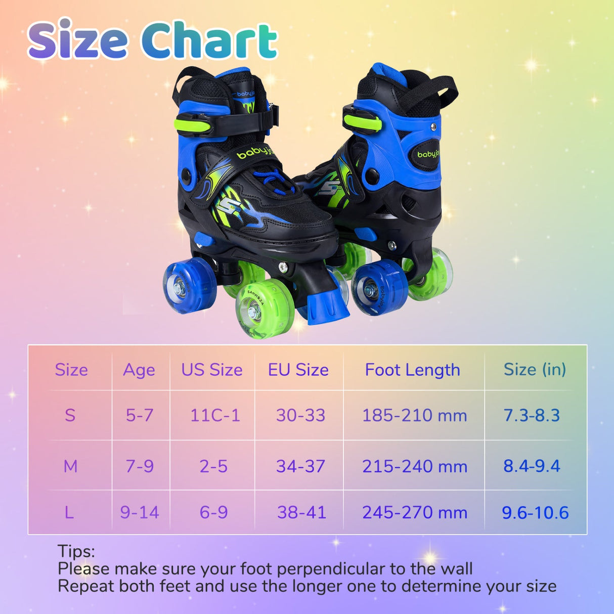 Patines de ruedas para niños y niñas, ajustables a 4 tallas, con ruedas luminosas