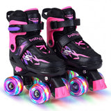 Patines de ruedas para niños y niñas, ajustables a 4 tallas, con ruedas luminosas
