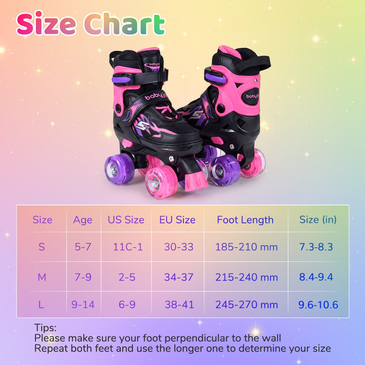 Patines de ruedas para niños y niñas, ajustables a 4 tallas, con ruedas luminosas