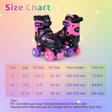 Patines de ruedas para niños y niñas, ajustables a 4 tallas, con ruedas luminosas