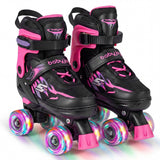 Patines de ruedas para niños y niñas, 4 tamaños ajustables, patines con ruedas iluminadas para exteriores