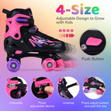 Patines de ruedas para niños y niñas, 4 tamaños ajustables, patines con ruedas iluminadas para exteriores