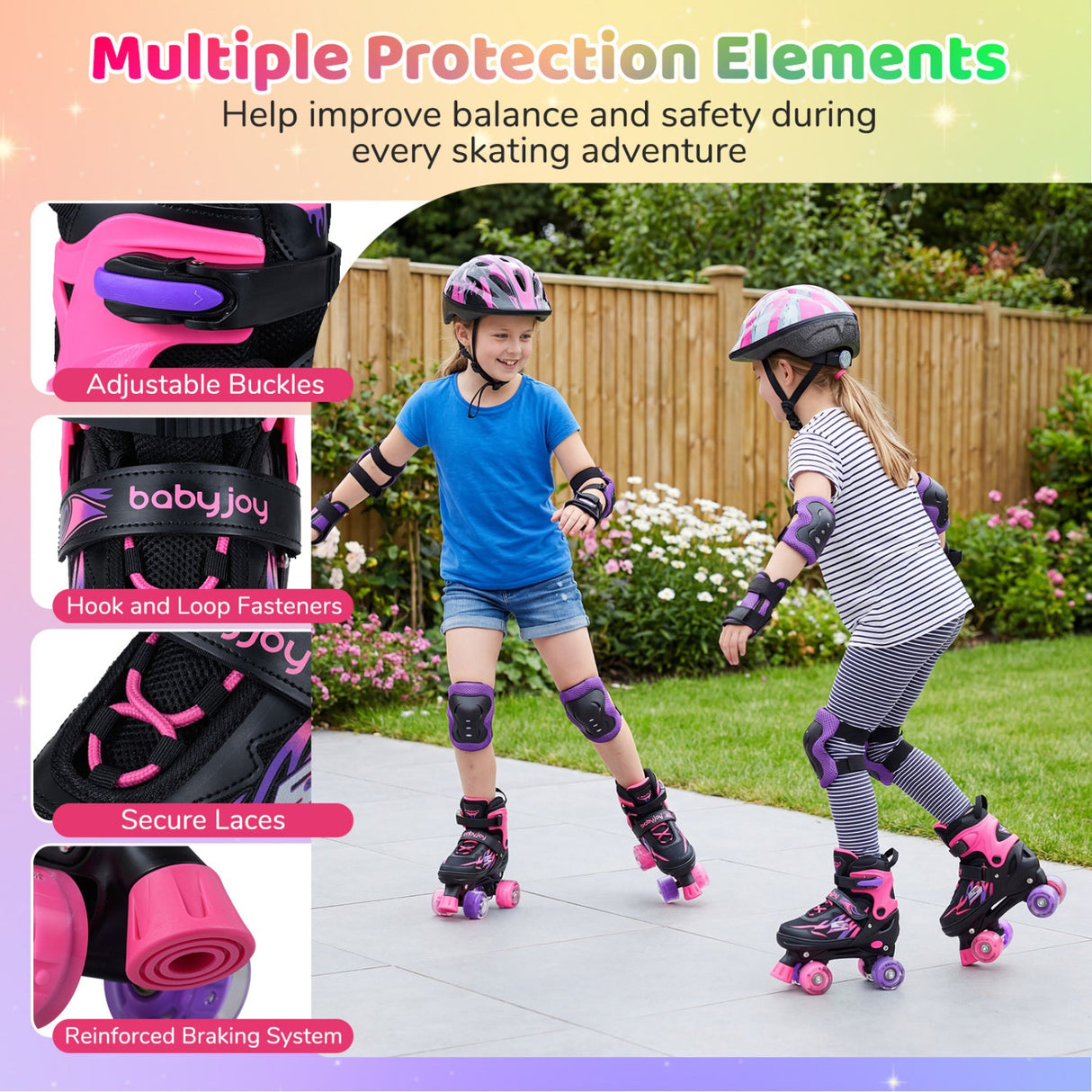 Patines de ruedas para niños y niñas, 4 tamaños ajustables, patines con ruedas iluminadas para exteriores