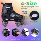 Patines de ruedas para niños y niñas, 4 tamaños ajustables, patines con ruedas iluminadas para exteriores