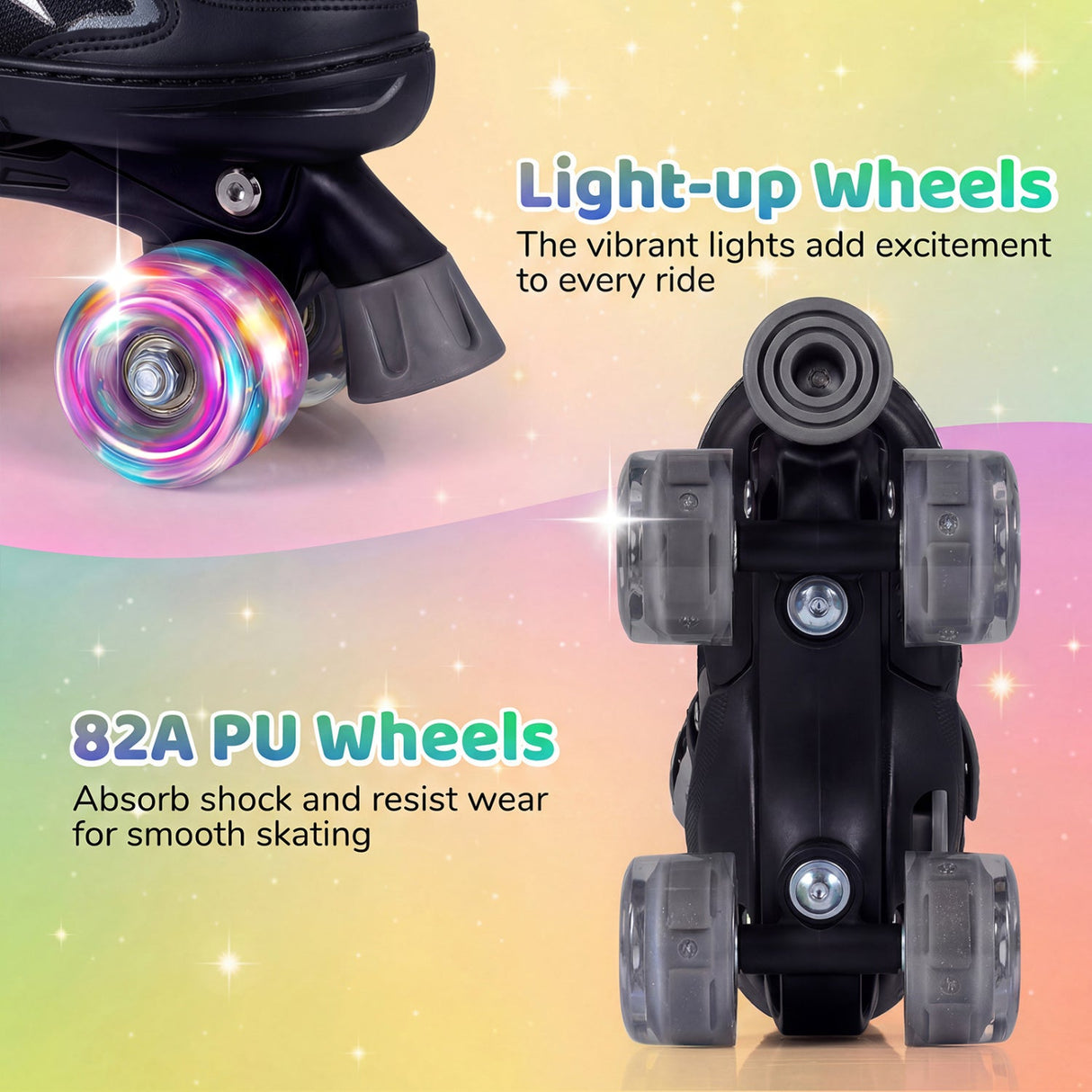Patines de ruedas para niños y niñas, 4 tamaños ajustables, patines con ruedas iluminadas para exteriores