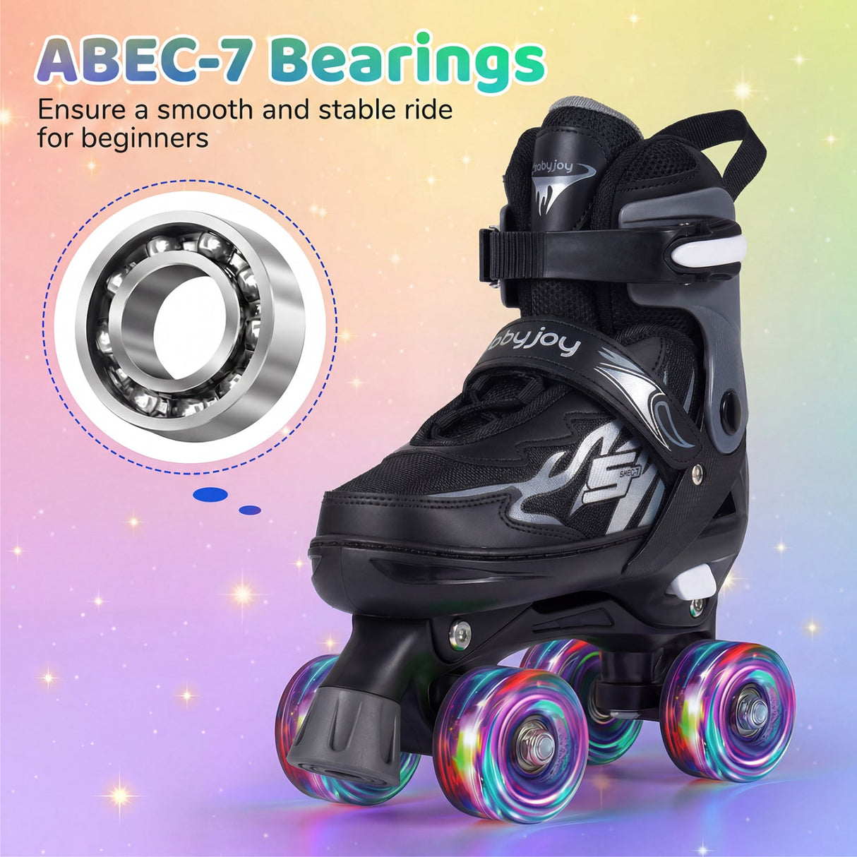 Patines de ruedas para niños y niñas, 4 tamaños ajustables, patines con ruedas iluminadas para exteriores