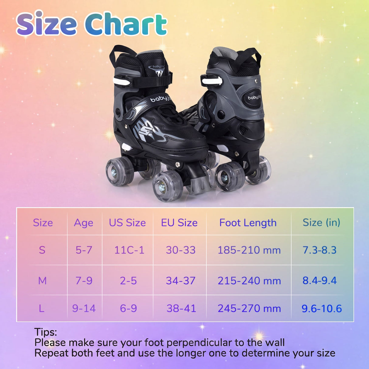 Patines de ruedas para niños y niñas, 4 tamaños ajustables, patines con ruedas iluminadas para exteriores