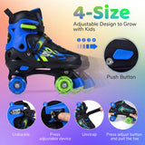 Patines de ruedas para niños y niñas, 4 tamaños ajustables, patines con ruedas iluminadas para exteriores