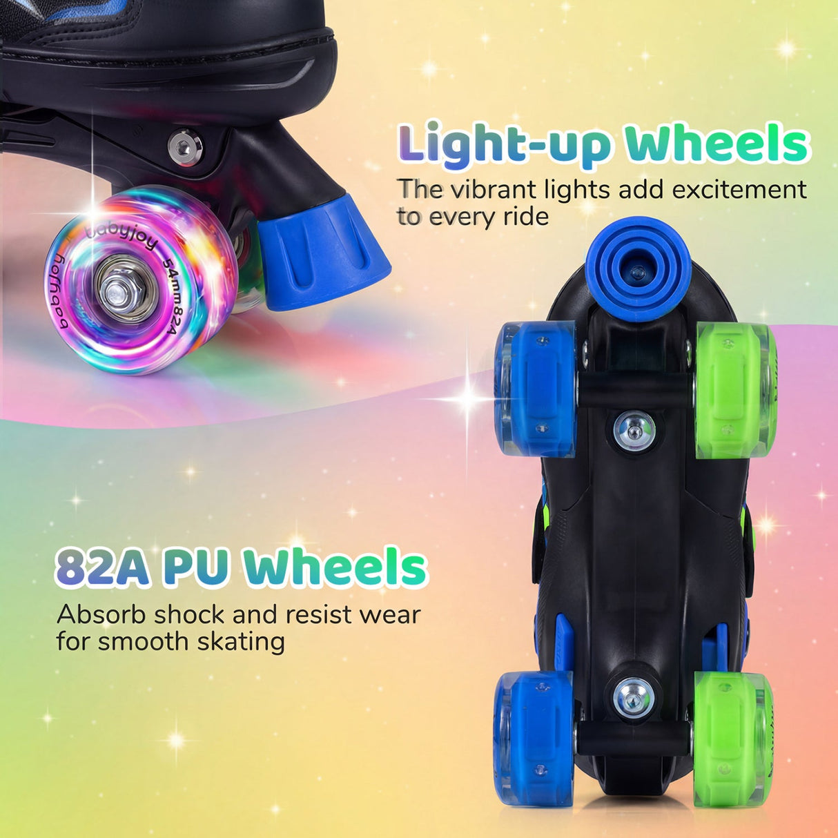 Patines de ruedas para niños y niñas, 4 tamaños ajustables, patines con ruedas iluminadas para exteriores
