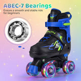 Patines de ruedas para niños y niñas, 4 tamaños ajustables, patines con ruedas iluminadas para exteriores