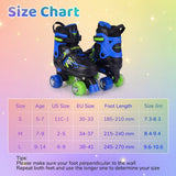 Patines de ruedas para niños y niñas, 4 tamaños ajustables, patines con ruedas iluminadas para exteriores