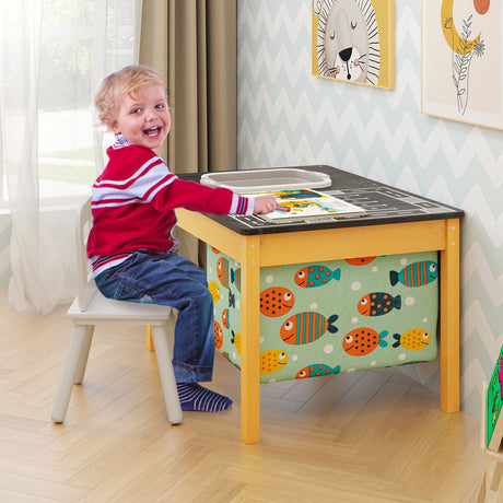 Mesa de actividades de agua y arena 3 en 1 para niños con cubo de almacenamiento plegable