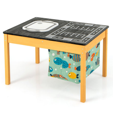 Mesa de actividades de agua y arena 3 en 1 para niños con cubo de almacenamiento plegable