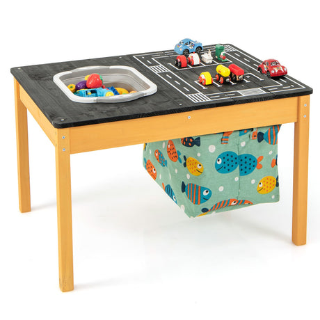 Mesa de actividades de agua y arena 3 en 1 para niños con cubo de almacenamiento plegable