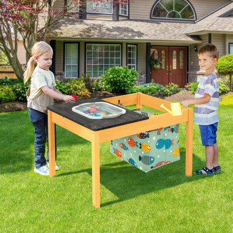 Mesa de actividades de agua y arena 3 en 1 para niños con cubo de almacenamiento plegable