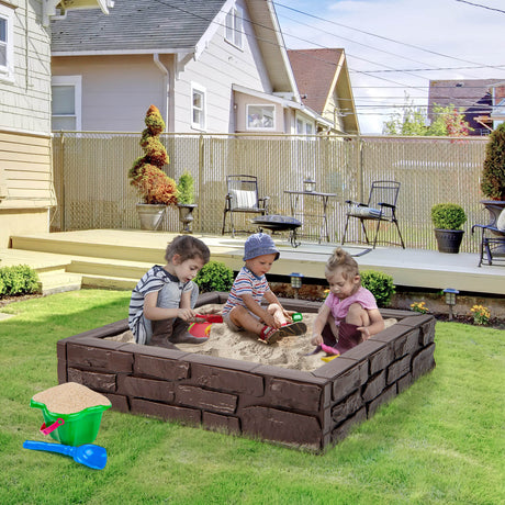 Cajón de arena 2 en 1 de HDPE para niños con cubierta y forro inferior
