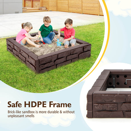 Cajón de arena 2 en 1 de HDPE para niños con cubierta y forro inferior