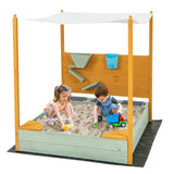 Arenero infantil con pared de arena y dosel desmontable para niños de 3 a 8 años