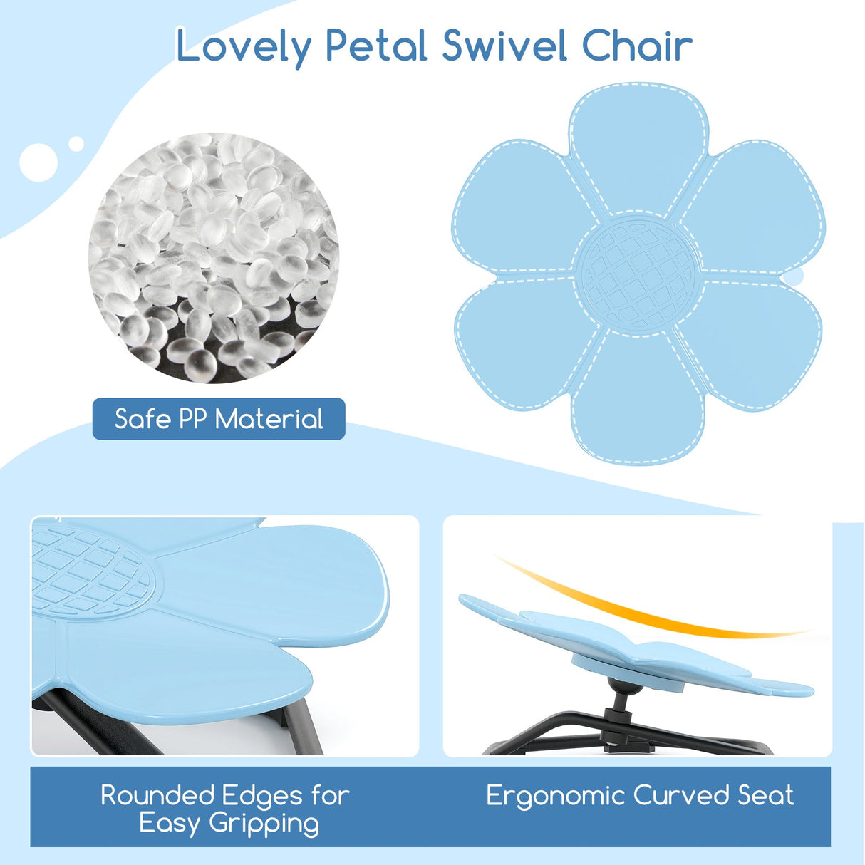 Sillón giratorio sensorial para niños, pétalo de elefante, giratorio 360°
