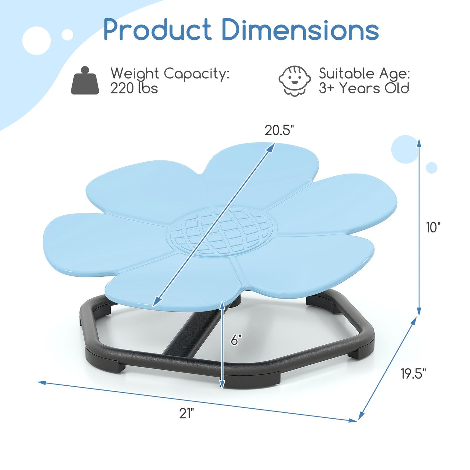Sillón giratorio sensorial para niños, pétalo de elefante, giratorio 360°