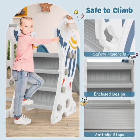 4-in-1 Kids Slide and Swing Set with Basketball Hoop