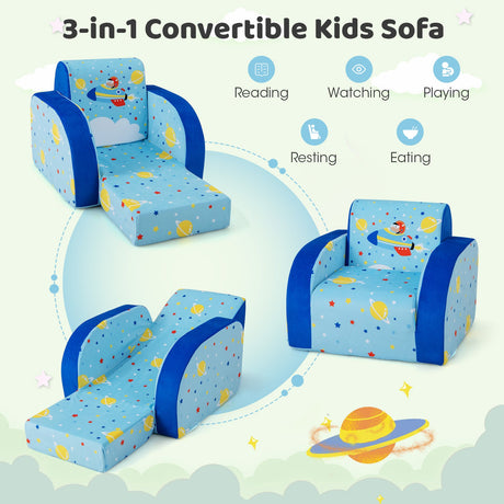 Sofá convertible 3 en 1 para niños, plegable para siestas, juegos y dormir