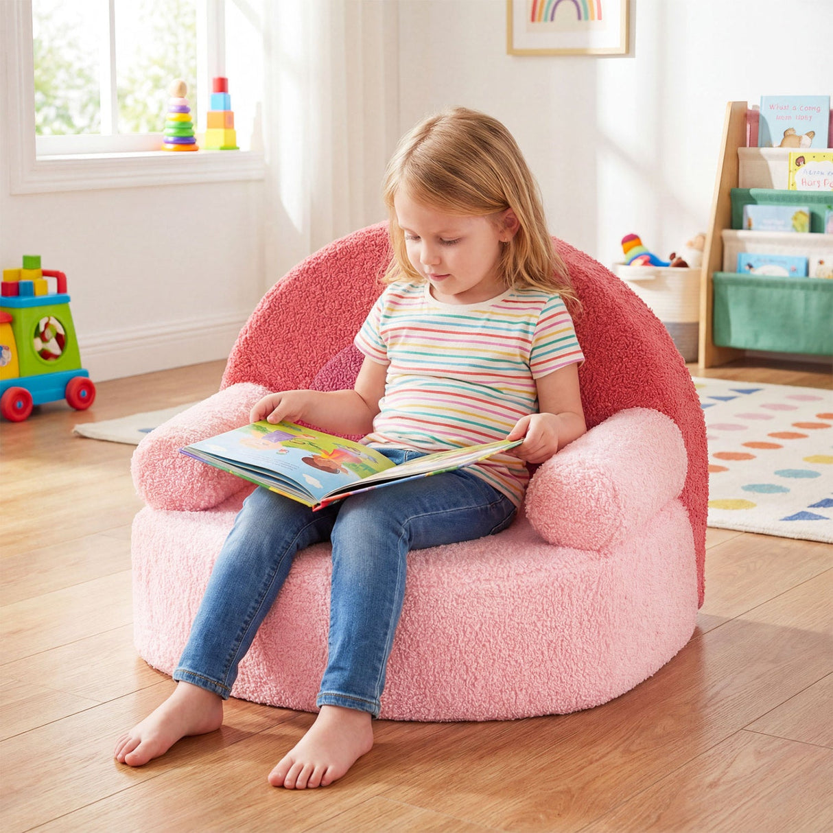 Sofá infantil, sofá de espuma para niños pequeños con suave funda de tela polar