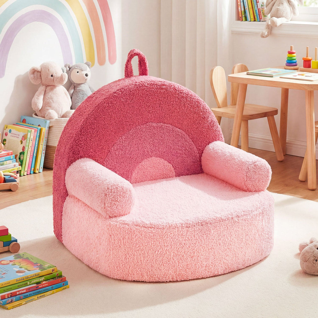 Sofá infantil, sofá de espuma para niños pequeños con suave funda de tela polar