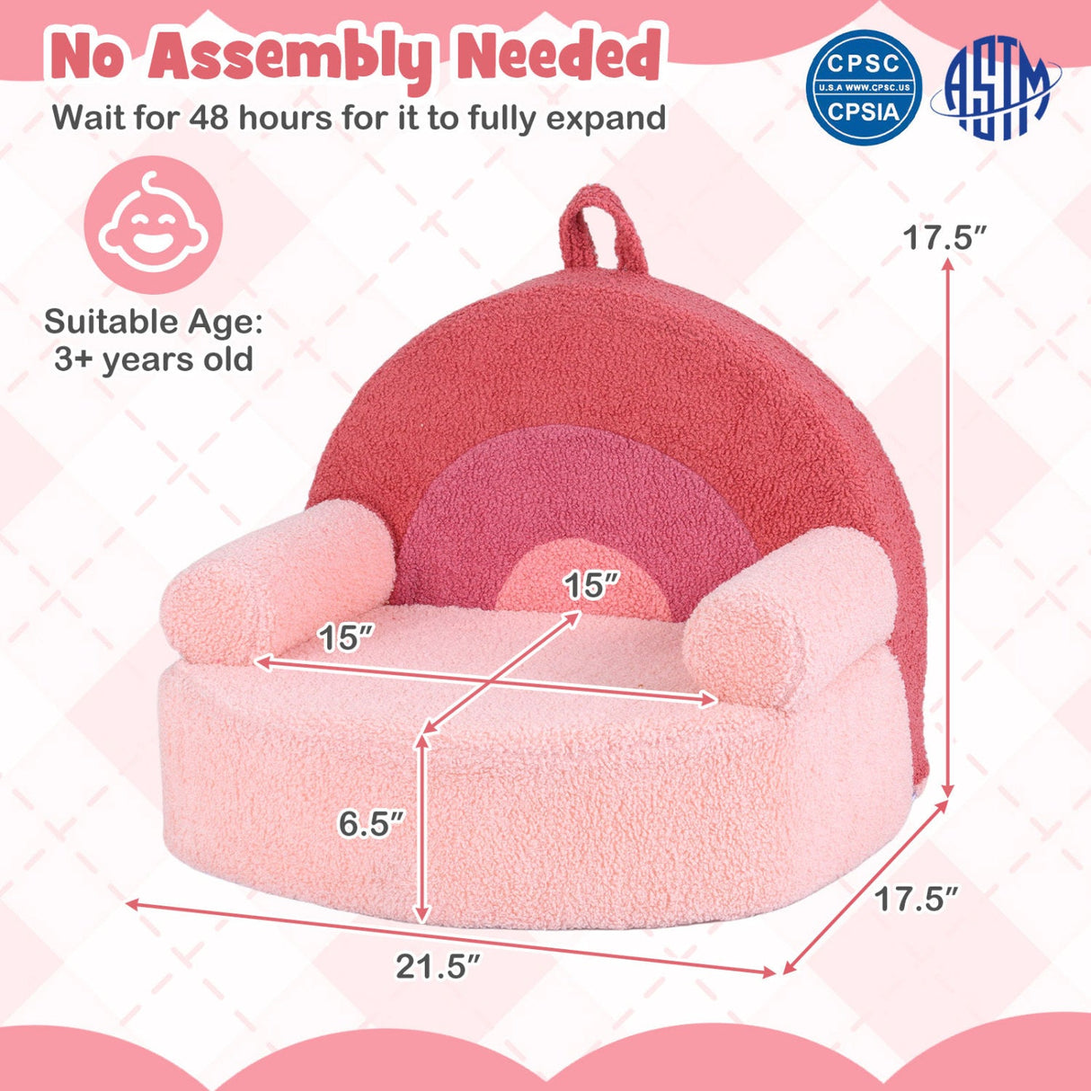 Sofá infantil, sofá de espuma para niños pequeños con suave funda de tela polar