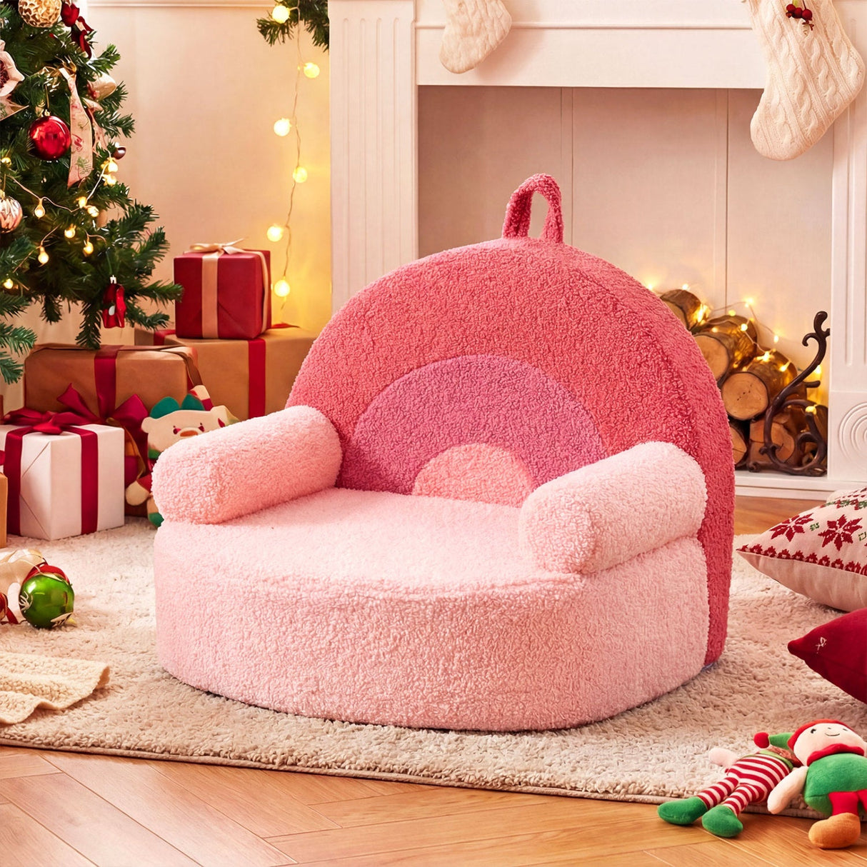 Sofá infantil, sofá de espuma para niños pequeños con suave funda de tela polar