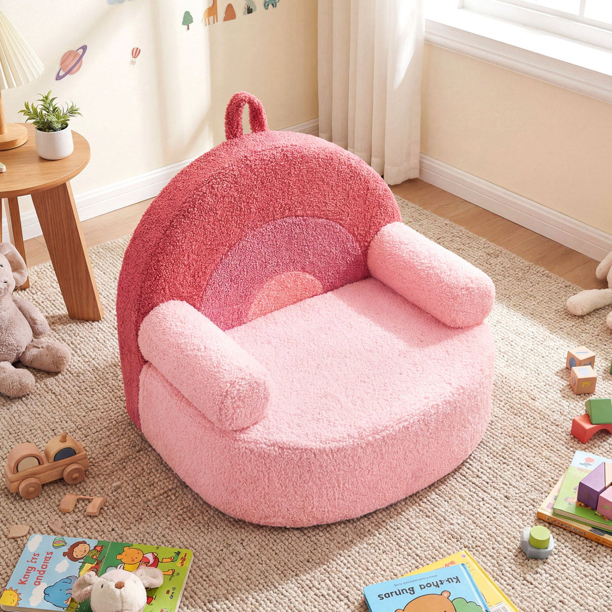 Sofá infantil, sofá de espuma para niños pequeños con suave funda de tela polar