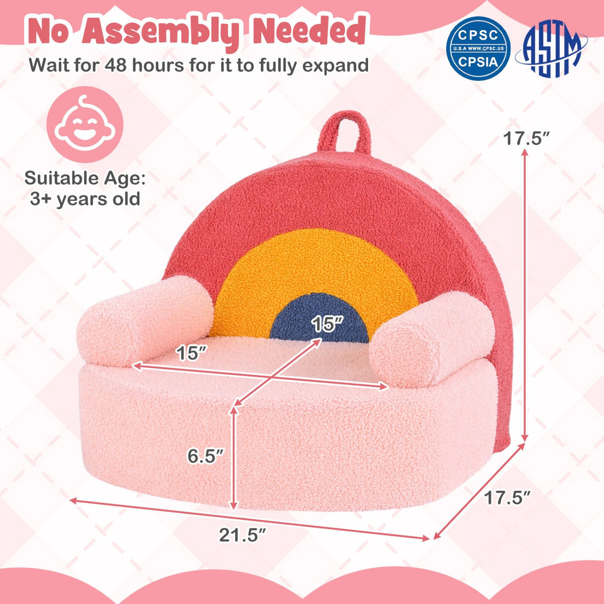 Sofá infantil, sofá de espuma para niños pequeños con suave funda de tela polar