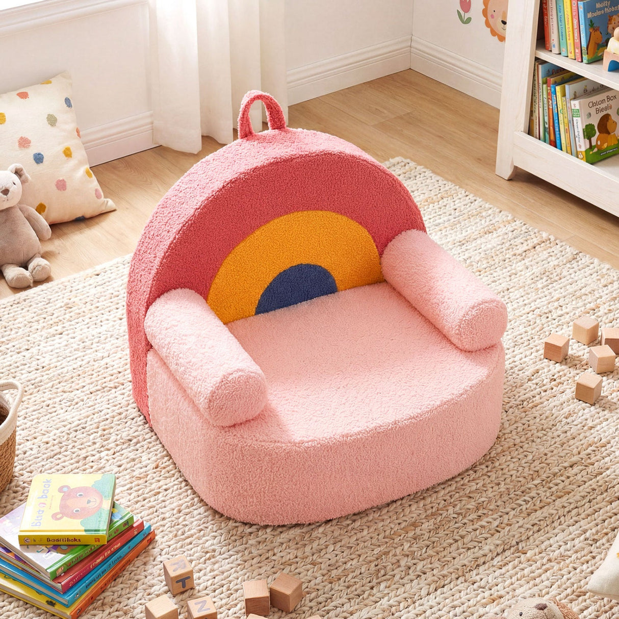Sofá infantil, sofá de espuma para niños pequeños con suave funda de tela polar